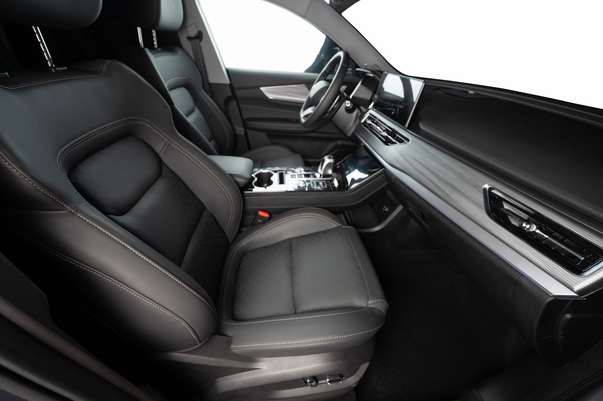 Passenger perforated leather  black leather seat